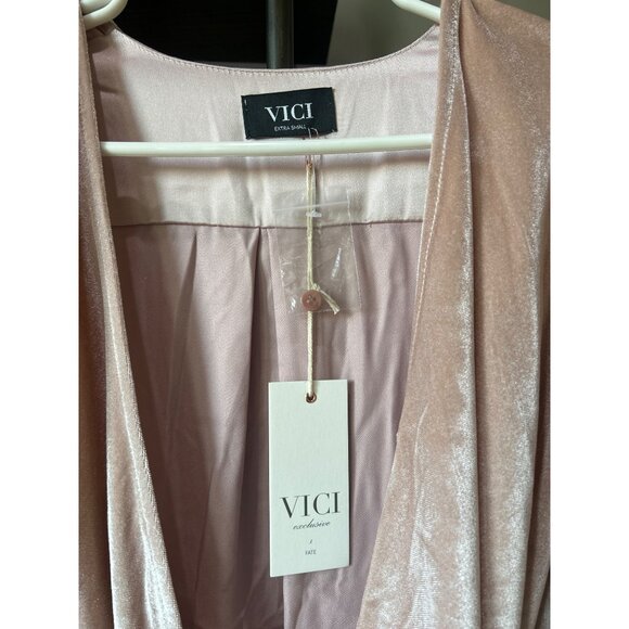 Vici Collection Lyssa Velvet Contrast Drape Top Blush Pink Size XS - Picture 8 of 10